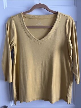 J. Jill V-Neck Long Sleeve Top in Mustard
